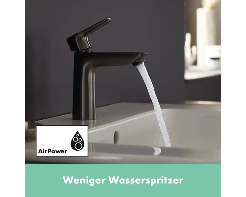 Wasserhahn am Waschbecken mit AirPower Technologie für weniger Wasserspritzer