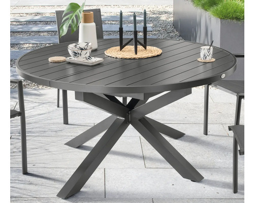 Table de jardin ronde avec un design moderne et des pieds stables