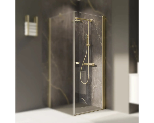 Porte de douche pour paroi latérale avec porte pivotante BREUER Elana 2.0 ronde 100 cm profilé gold verre transparent tirant droite Porte de douche pour paroi latérale avec porte pivotante BREUER Elana 2.0 ronde 100 cm profilé gold verre transparent tirant droite