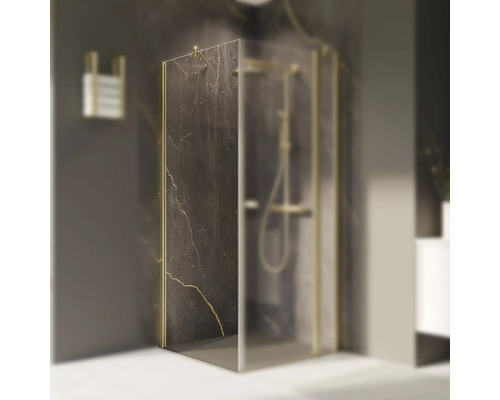 Paroi latérale pour porte pivotante BREUER Elana 2.0 ronde 120 cm profilé gold verre transparent butée de paroi latérale à gauche Paroi latérale pour porte pivotante BREUER Elana 2.0 ronde 120 cm profilé gold verre transparent butée de paroi latérale à gauche