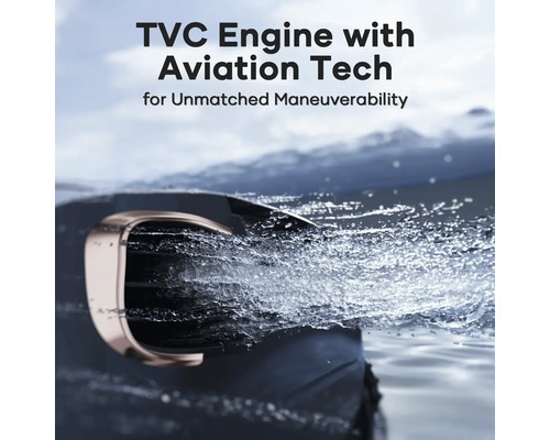 TVC Triebwerk mit Luftfahrttechnologie für unvergleichliche Manövrierfähigkeit.
