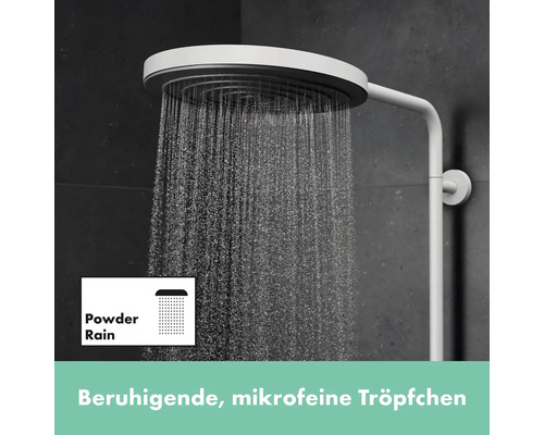 Regendusche mit Powder Rain Strahlart im Badezimmer
