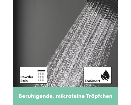 Dusche mit Strahlart Powder Rain und EcoSmart Wassersparfunktion