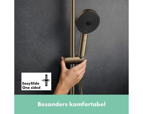 Duschstange mit Handbrause und EasySlide Funktion für einseitige Bedienung.
