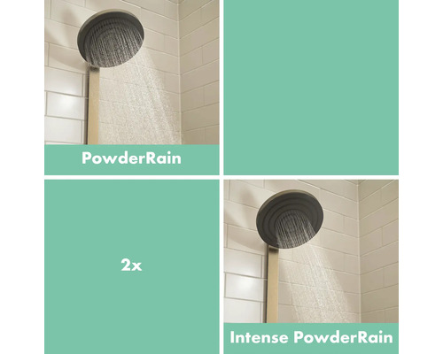 Brausekopf mit zwei Strahlarten: PowderRain und Intense PowderRain