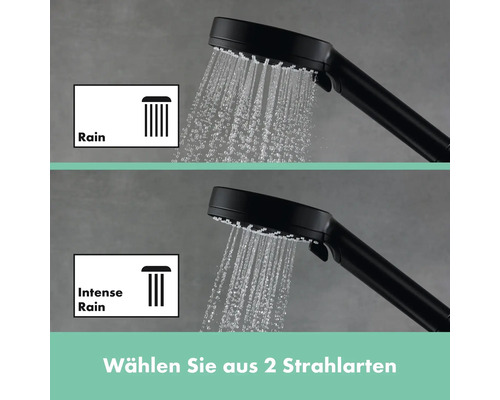 Brausekopf mit zwei Strahlarten: Regen und Intensivregen