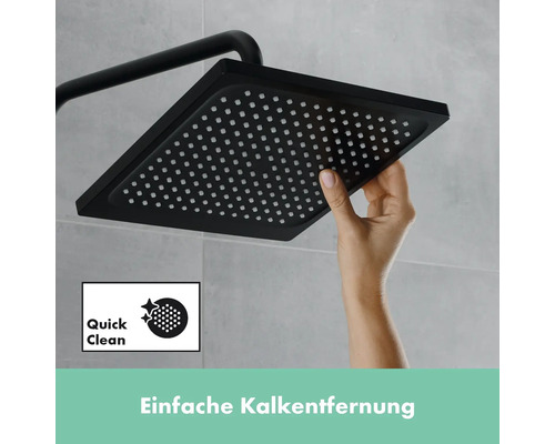 Schwarzer Duschkopf mit Quick Clean Funktion