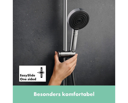 Handbrause an einer Duschstange mit EasySlide Funktion zur einseitigen Verstellung