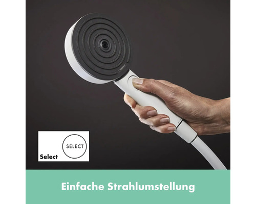Handbrause mit Select-Funktion in der Hand