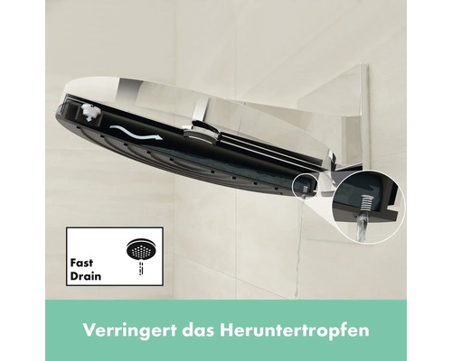 Dusche mit schneller Entleerung für reduziertes Nachtropfen