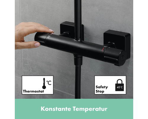 Schwarzer Thermostat für Dusche mit Handbedienung