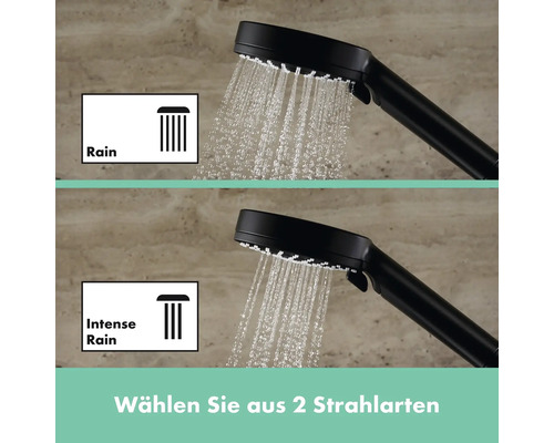 Handbrause mit zwei Strahlarten: Regen und Intensivregen.