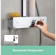 Hansgrohe Duschsystem mit Thermostat und Ablage, Bedienung durch eine Hand