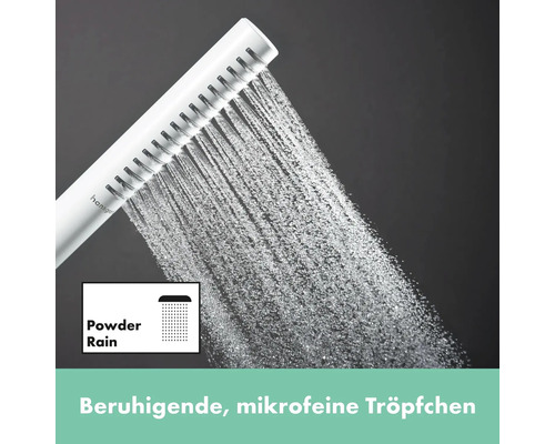 Hansgrohe Handbrause mit PowderRain Strahlart im Betrieb