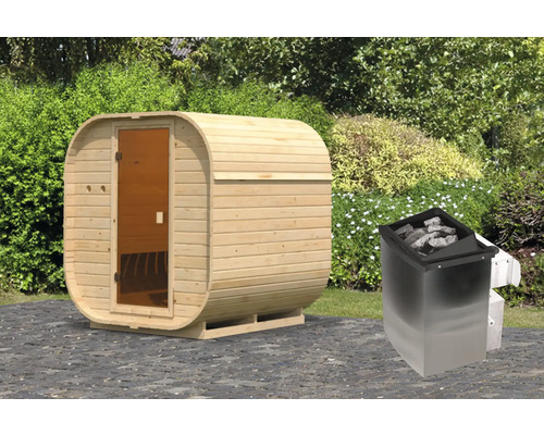 Sauna tonneau en bois avec poêle de sauna pour l''extérieur