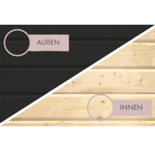 Aussen- und Innenansicht einer Holzwand