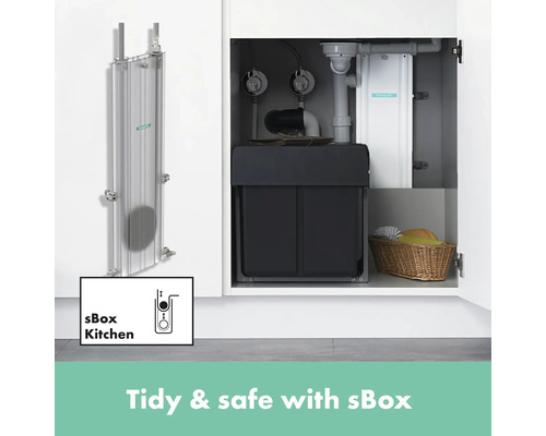 Küchenszene mit sBox-System für Spüle, um Ordnung und Sicherheit zu gewährleisten