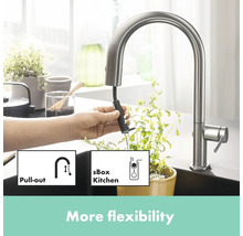 Küchenarmatur mit Ausziehfunktion und sBox für mehr Flexibilität.