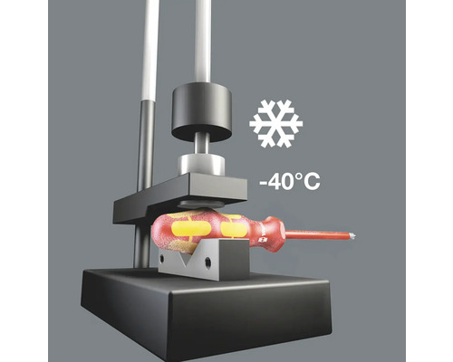 Tournevis dans un dispositif avec un symbole de flocon de neige et l''inscription moins 40 degrés Celsius