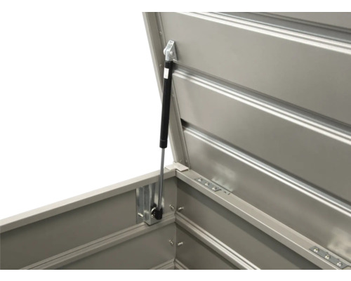 Detailansicht einer geöffneten Gerätebox mit Gasdruckfeder