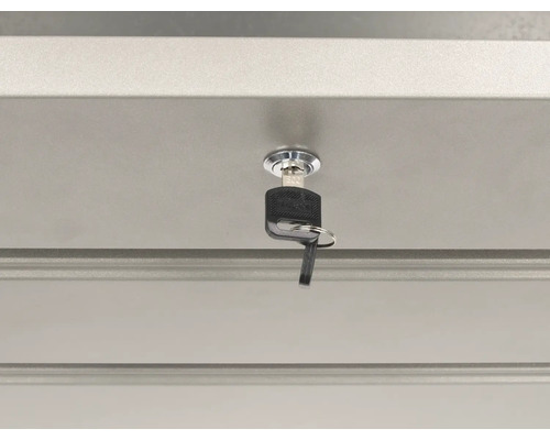 Schlüssel steckt im Schloss einer Aufbewahrungseinheit