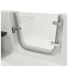 Detailansicht einer Badewanne mit Tür und Sicherheitsglas