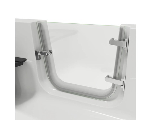 Detailansicht einer Badewanne mit Tür und Sicherheitsglas