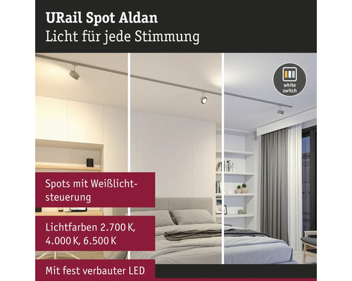 URail Spot Aldan Lichtsystem zur flexiblen Beleuchtung von Räumen mit Weißlichtsteuerung und fest verbauter LED