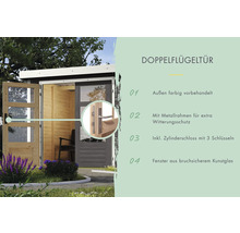 Doppeltür für Gartenhaus mit Fenster und vorlackierter Außenseite