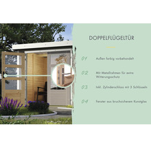 Doppelflügeltür mit Fenster aus bruchsicherem Kunstglas und Zylinderschloss