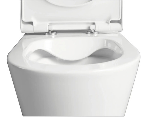 Toilette suspendue blanche avec couvercle ouvert