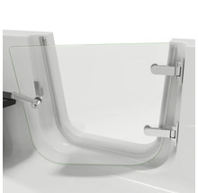 Badewanne mit Badewannenaufsatz aus Glas
