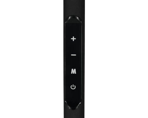 Télécommande avec signe plus, signe moins, lettre M et symbole de mise en marche