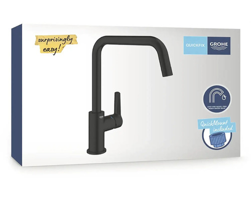 Emballage d''un robinet de cuisine noir Grohe avec fonction Quickfix