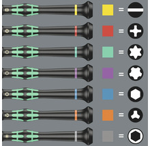 Jeu de tournevis avec différents profils et codage couleur
