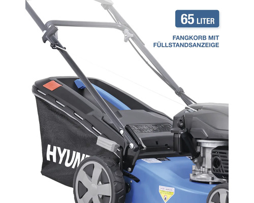 Tondeuse à gazon avec bac de ramassage de 65 litres et indicateur de niveau de remplissage