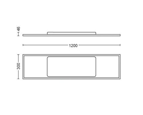 Schéma technique d''un lavabo mesurant 1200 x 300 x 46 mm.