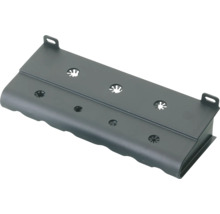 Bloc d''aération en plastique gris foncé avec pattes de fixation.