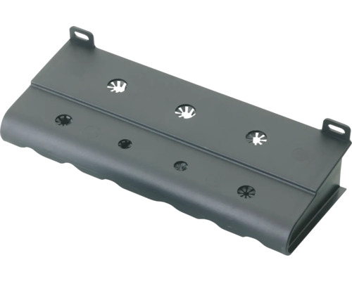 Bloc d''aération en plastique gris foncé avec pattes de fixation.