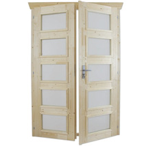 Double porte entièrement vitrée SKAN HOLZ verre opale pour 28 mm, 123,4 x193 cm nature
