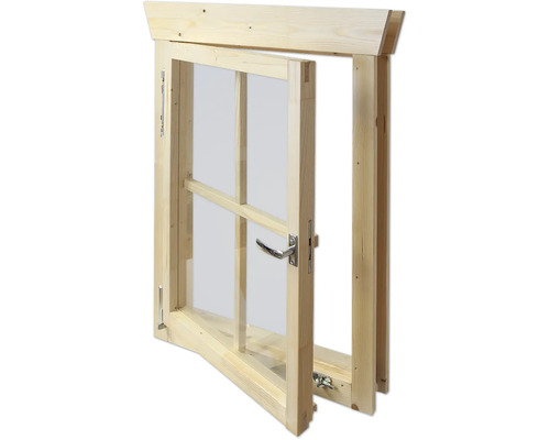 Fenêtre en bois avec vantail ouvert