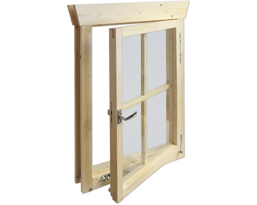 Fenêtre en bois avec ouvrant en verre ouvert
