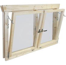 Fenêtre en bois à deux vantaux avec fonction oscillo-battante.