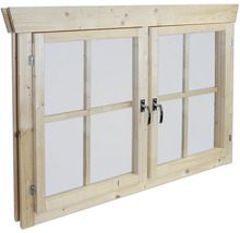 Double fenêtre en bois avec poignées de fenêtre
