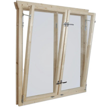 Châssis de fenêtre en bois avec vantaux ouverts