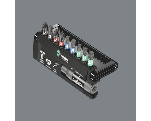Wera Bit-Check avec différents embouts de vissage et porte-embout Impaktor