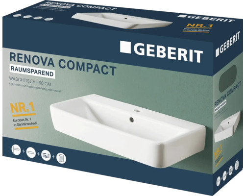 Emballage d''un lavabo Geberit Renova Compact de 60 centimètres de large