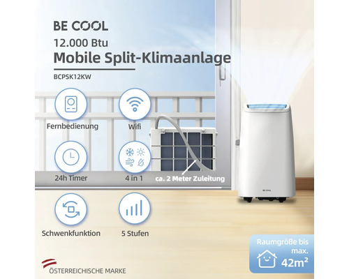 Climatiseur mobile split de Be Cool avec une puissance de 12 000 BTU