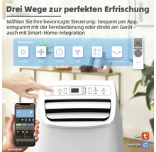 Climatiseur mobile avec commande par application, télécommande et intégration Smart Home