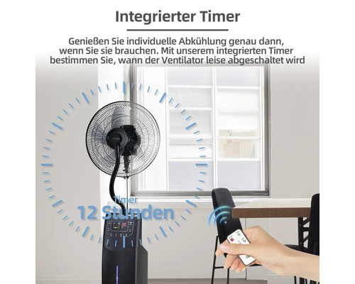 Ventilateur avec minuterie intégrée et télécommande dans le salon